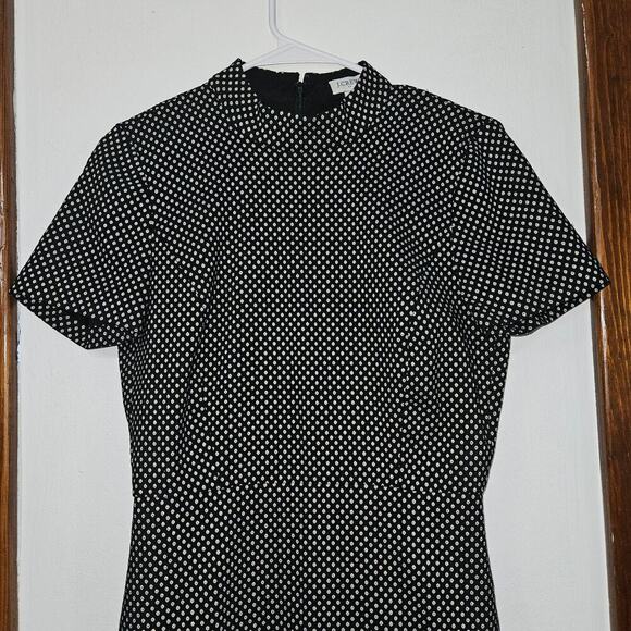 J.Crew Short-Sleeve Mock Neck Jacquard Dress Knee Length Polka Dot Size 4 Small - Picture 2 of 9